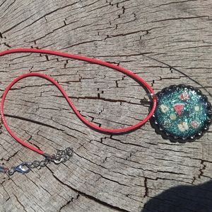 Fruit bottle cap resin necklace